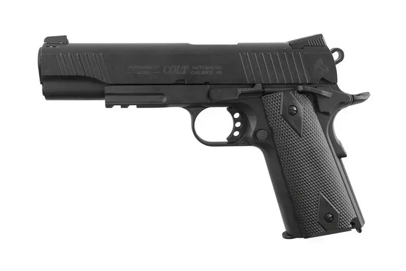 Airsoft pistole COLT 1911 Rail gun ® CO2 Black Matt 6 mm GBB - černá