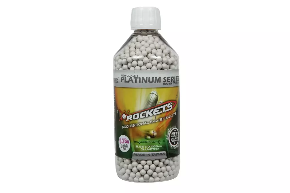 Rockets Platinum Series BIO 0,28g BB pellets 3000 pieces - bottle - White