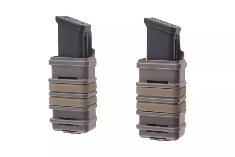 A Set of 2 FAST Magazine Pouches (transverse) For Pistol Magazines - dark earth