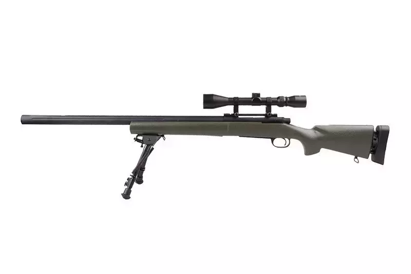 Fusil airsoft fusil de sniper SW-04J de l'armée (avec lunette et bipied) - vert olive