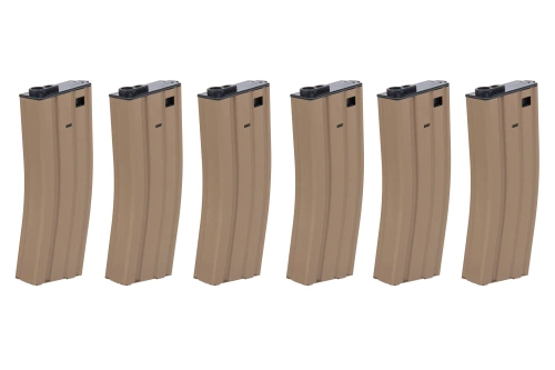 Set van 6 SRC Low-Cap magazijnen voor M4 replica's voor 70 patronen TAN