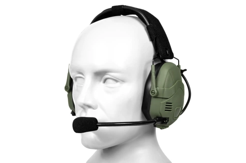 Taktyczne słuchawki aktywne Bluetooth HD-16 - Oliwkowe
